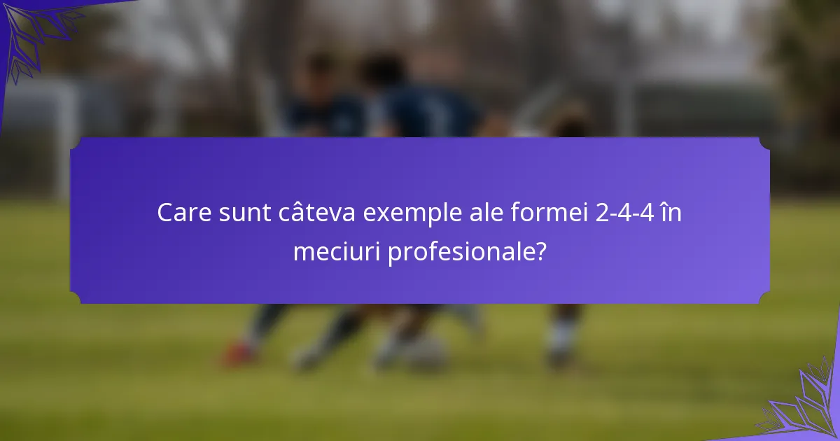 Care sunt câteva exemple ale formei 2-4-4 în meciuri profesionale?