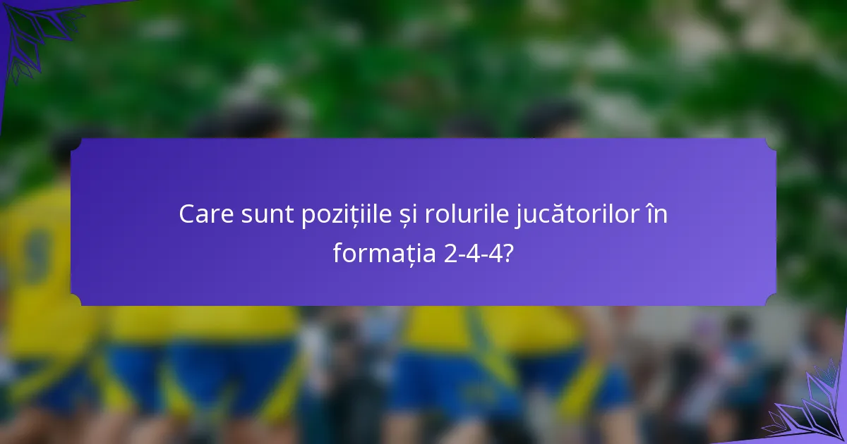 Care sunt pozițiile și rolurile jucătorilor în formația 2-4-4?