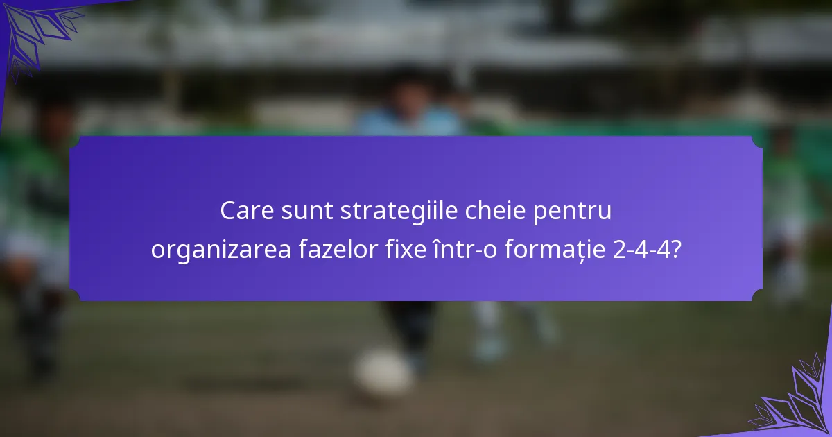 Care sunt strategiile cheie pentru organizarea fazelor fixe într-o formație 2-4-4?