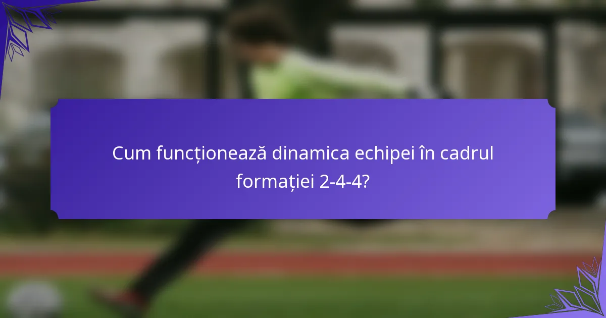 Cum funcționează dinamica echipei în cadrul formației 2-4-4?