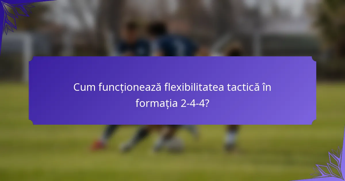 Cum funcționează flexibilitatea tactică în formația 2-4-4?