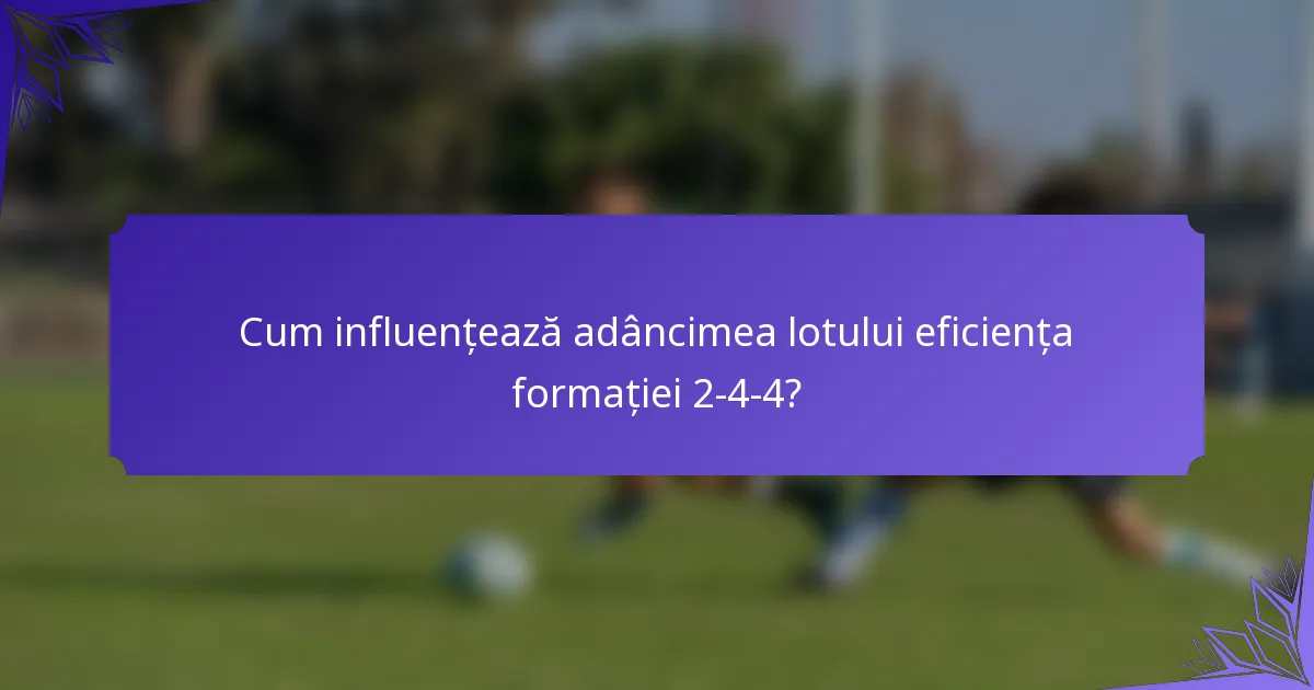Cum influențează adâncimea lotului eficiența formației 2-4-4?