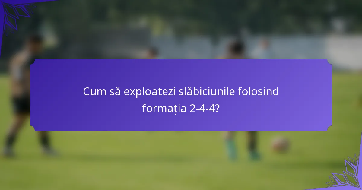 Cum să exploatezi slăbiciunile folosind formația 2-4-4?