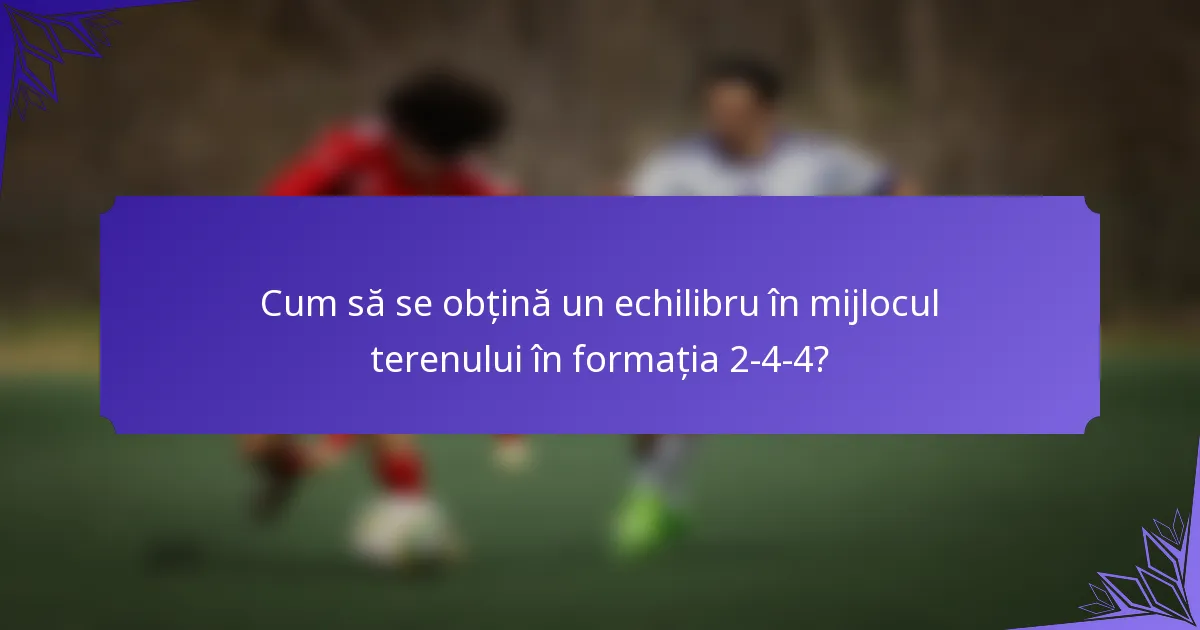 Cum să se obțină un echilibru în mijlocul terenului în formația 2-4-4?