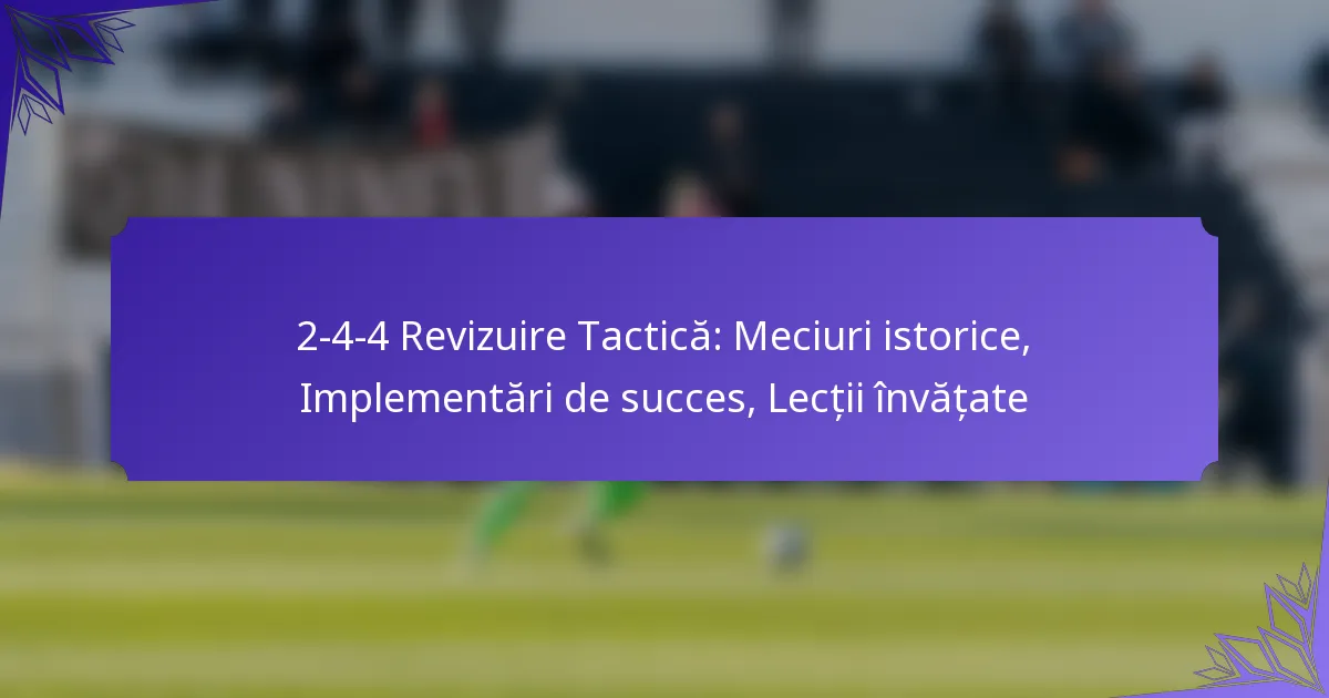 2-4-4 Revizuire Tactică: Meciuri istorice, Implementări de succes, Lecții învățate