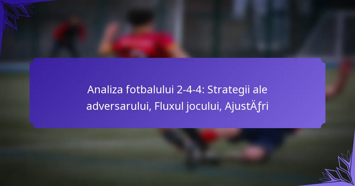 Analiza fotbalului 2-4-4: Strategii ale adversarului, Fluxul jocului, Ajustări